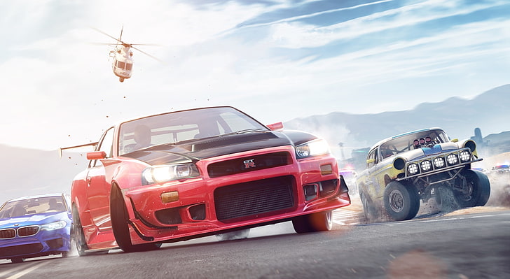 Need For Speed Payback no title FULLHD, red rally car, Games, Need For Speed, need, for, speed, needforspeed, car, tuning, 2017, upcoming, sunshine, helicopter, action, race, HD wallpaper