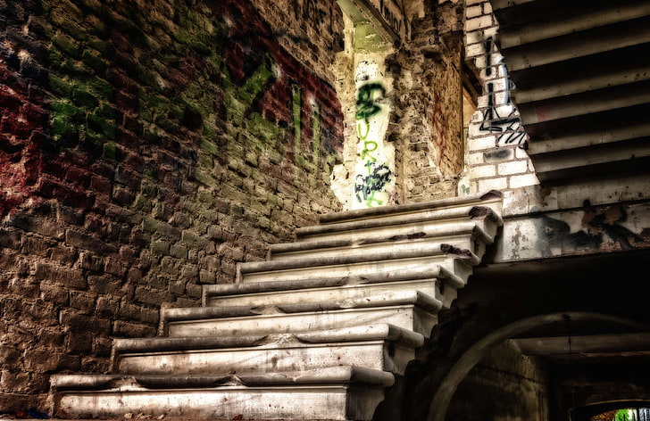 ailing, atmosphere, broken, building, decay, dilapidated, gradually, home, leave, lost places, pforphoto, ruin, run down, staircase, stairs, HD wallpaper
