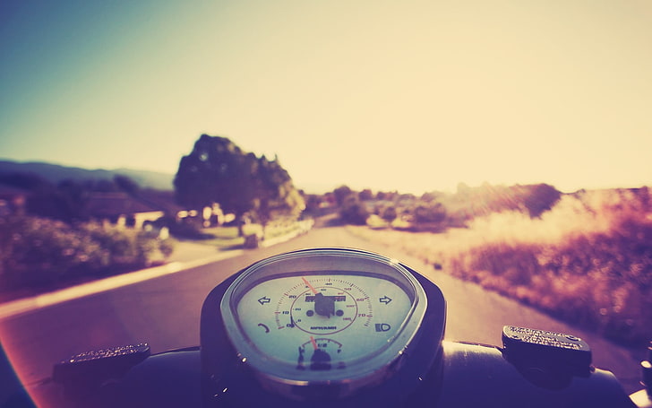 photography of motorcycle in first person view, photography, nature, landscape, summer, Sun, motorcycle, driving, HD wallpaper