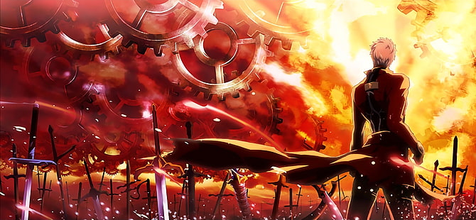 pièce moto rouge et noire, série Fate, Archer (Fate / Stay Night), Fond d'écran HD HD wallpaper