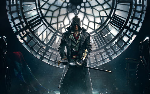 Assassin's Creed Jacob обои, оружие, часы, Лондон, башня, капюшон, трость, плащ, убийца, клинок, персонаж, Syndicate, Assassin's Creed, Assassin's Creed: Синдикат, Джейкоб Фрай, Джейкоб Фрай, HD обои HD wallpaper