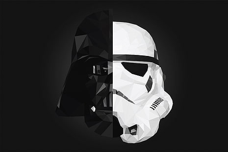 Star Wars Darth Vader e Stormtrooper illustrazione, Star Wars, Darth Vader, low poly, stormtrooper, scissione, Sfondo HD HD wallpaper