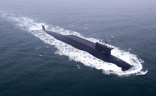 波、SSBN、原子力潜水艦、中国海軍、プロジェクト094「ジン」の潜水艦、 HDデスクトップの壁紙 HD wallpaper