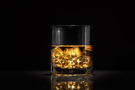 ice, glass, alcohol, whiskey, HD wallpaper HD wallpaper
