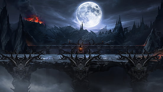 digitale Malerei der Brücke, Mortal Kombat, Videospiele, Fantasiekunst, digitale Kunst, Mond, HD-Hintergrundbild HD wallpaper