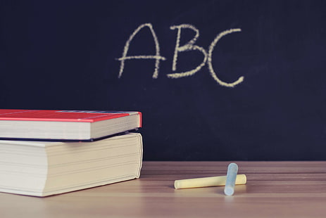 ABC, alfabeto, lavagna, libri, gesso, scuola, Sfondo HD HD wallpaper