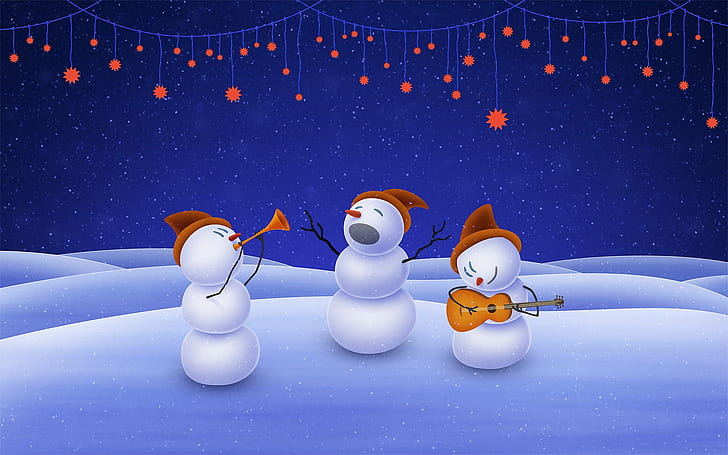 Snowmen Band, snowman, snowmen, snow, HD wallpaper