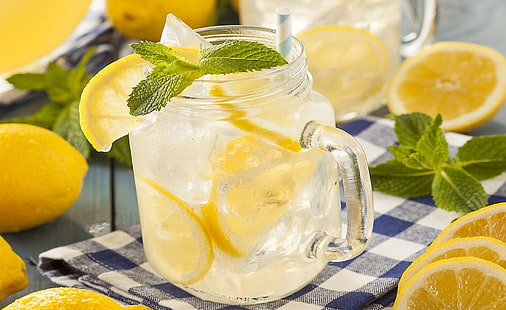 hielo, bebida, menta, limones, limonada, Fondo de pantalla HD HD wallpaper