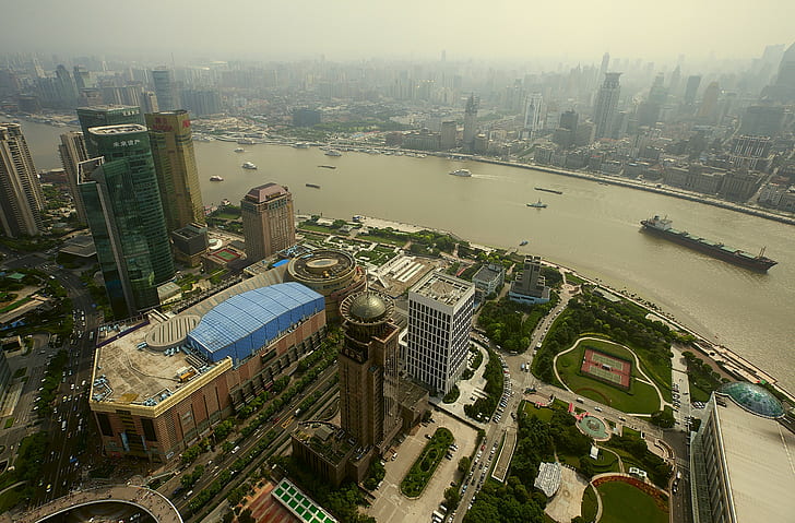 都市、上海、中国、黄浦、 HDデスクトップの壁紙