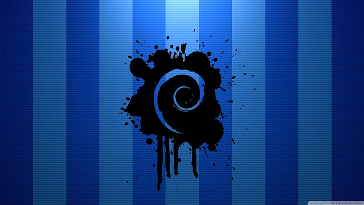 logo tourbillon noir, Linux, GNU, Debian, bleu, Fond d'écran HD