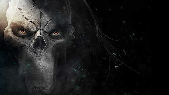 gray mask illustration, Look, Death, Mask, THQ, Darksiders 2, Darksiders II, Vigil Games, HD wallpaper HD wallpaper