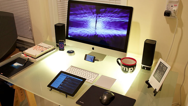 Apple iMac and Magic Keyboard, computer, imac, HD wallpaper