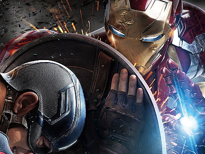 2016 Captain America: guerre civile, combat, capitaine amérique et homme de fer, 2016, capitaine, Amérique, civil, guerre, combat, Fond d'écran HD HD wallpaper