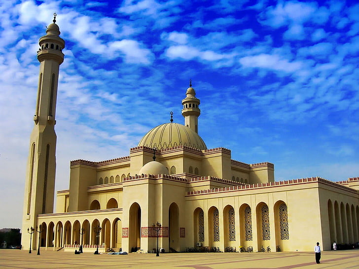 Al Fateh Grand Mosque, beige mosque, Religious, , muslim, mosque, HD wallpaper