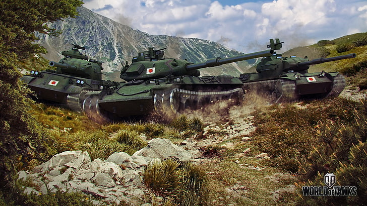 Japón, tanques, en las montañas, Wargaming.net, WOT, Tipo 61, STB-1, STA-1, camino del samurai, World OF Tanks, la rama japonesa, Fondo de pantalla HD
