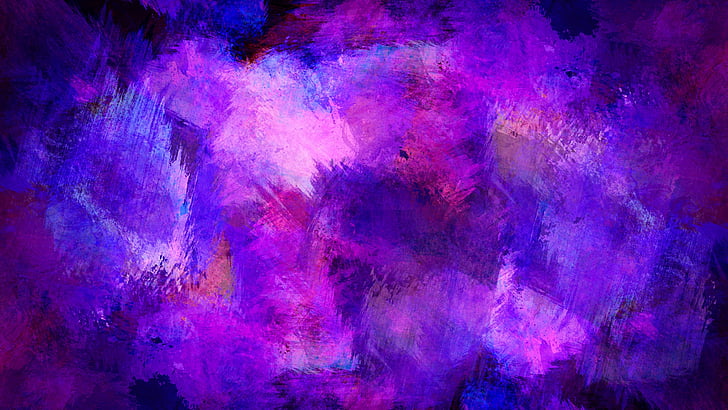 biru, ungu, ungu, seni abstrak, lukisan, cat, Wallpaper HD