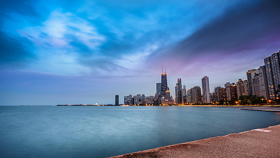 city building photo graphy, chicago, chicago, Chicago skyline, sunset, United States, Cityscape, photography, city building, photo, a7, buildings, chicago, clouds, full frame, geotagged, landscape, light, long, motion, panorama, sea, seascape, sky, sony a7, fe, sun, travel, ultra, urban, Illinois, US, urban Skyline, skyscraper, architecture, downtown District, urban Scene, night, famous Place, city, tower, office Building, building Exterior, HD wallpaper HD wallpaper