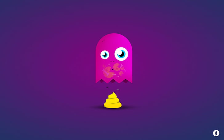 background, blue, funny, game, games, ghosts, pac man, poop, video, HD wallpaper