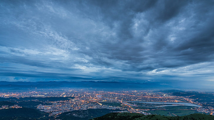 Nimbus nubes, paisaje, paisaje urbano, cielo, nubes, Taiwán, Fondo de pantalla HD