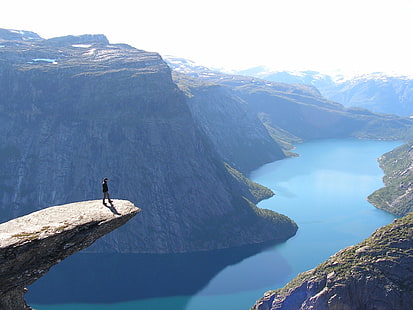 fjord, pemandangan, norwegia, trolltunga, Wallpaper HD HD wallpaper