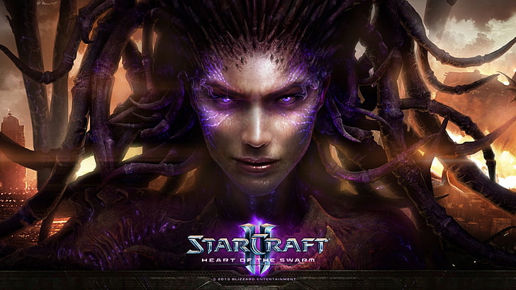 Schwarz-Weiß-Blumenshirt für Damen, Starcraft II, Videospiele, Sarah Kerrigan, StarCraft II: Heart Of The Swarm, HD-Hintergrundbild