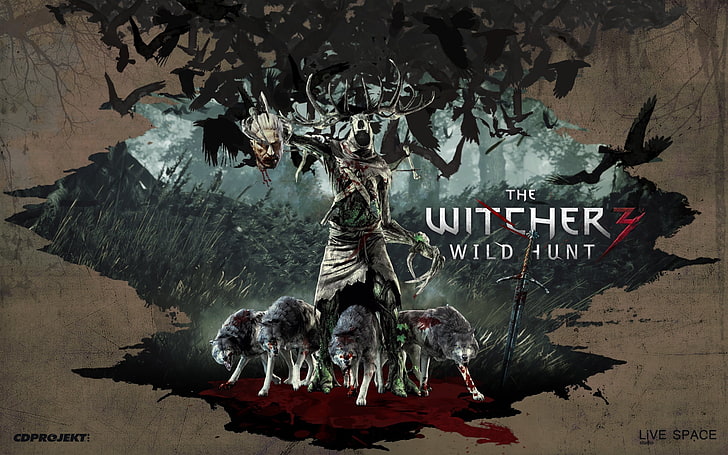 خلفية The Witcher 3 Wild Hunt ، مطاردة witcher 3 البرية ، الفن ، الذئاب، خلفية HD