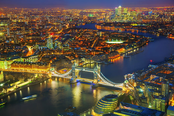 4 K, London, Stadtbild, Nachtlichter, HD-Hintergrundbild