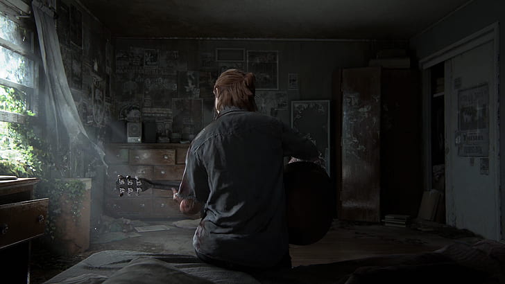 kaos hitam pria, The Last of Us Bagian 2, The Last of Us 2, Wallpaper HD