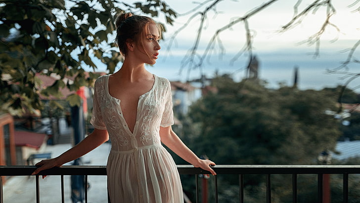 Georgy Chernyadyev, mujer, modelo, mirando a otro lado, ropa transparente, Fondo de pantalla HD