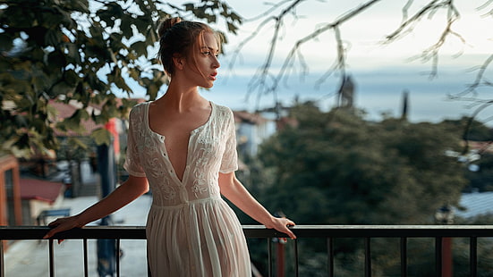 Georgy Chernyadyev, wanita, model, memalingkan muka, pakaian tembus pandang, Wallpaper HD HD wallpaper