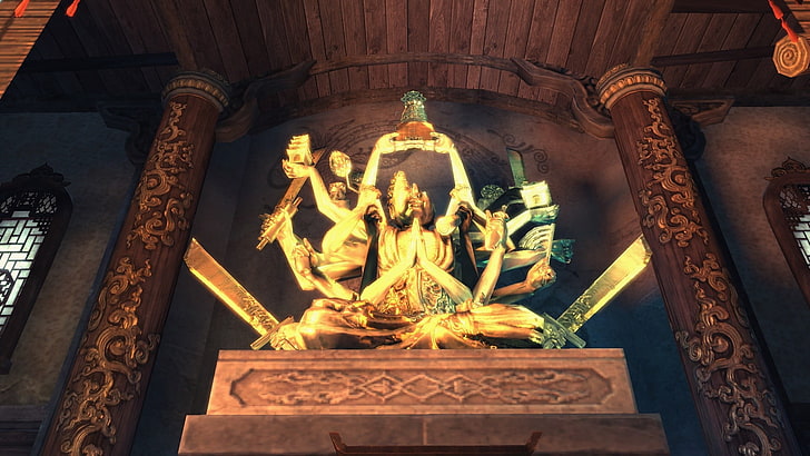 messingfarbene Buddha-Figur, PC-Gaming, Blade & Soul, HD-Hintergrundbild