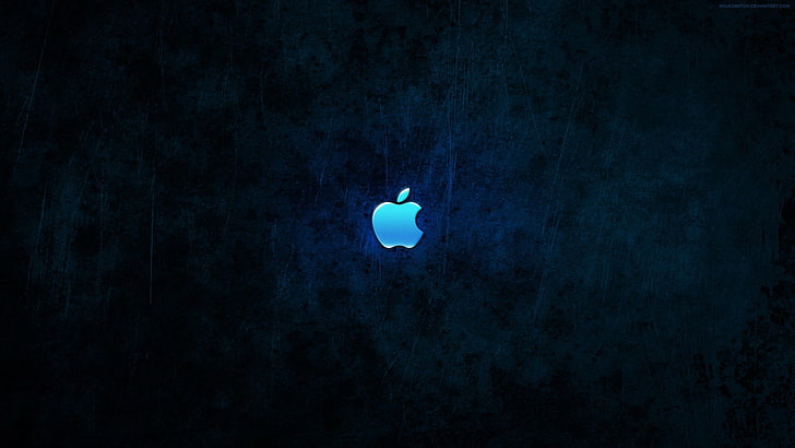 pomme, bleu, foncé, imac, logos, mac, Fond d'écran HD