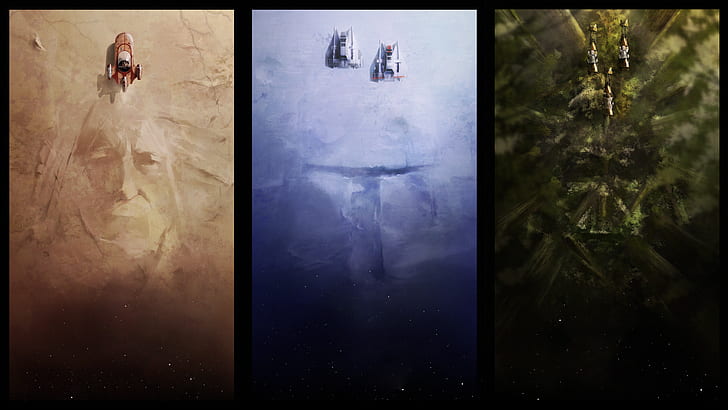 Star Wars, seni konsep, A-Wing, Boba Fett, Obi-Wan Kenobi, Darth Vader, Wallpaper HD