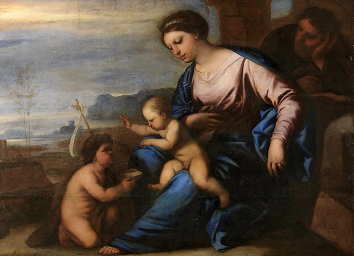 Bild, Mythologie, Luca Giordano, Die Heilige Familie mit dem jungen Johannes dem Täufer, HD-Hintergrundbild
