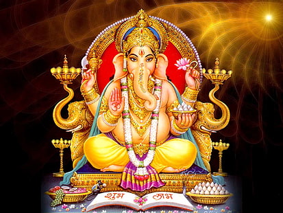 Shree Ganesh, Ganesha ilustración, Dios, Lord Ganesha, Fondo de pantalla HD HD wallpaper