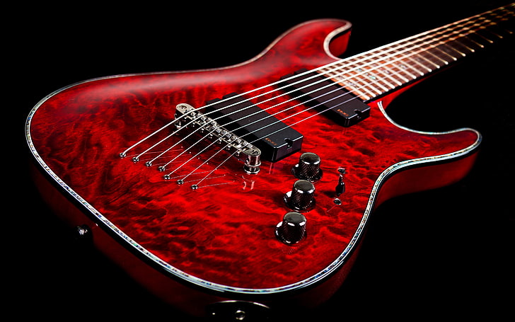 Electronic Guitar Music Background, red electric guitasr, Music, , red, guitar, HD wallpaper