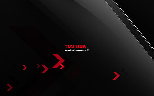 Toshiba Leading Innovation, testo Toshiba, computer, Toshiba, nero, computer, sfondo, Sfondo HD HD wallpaper
