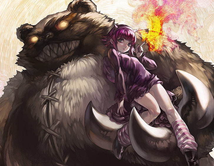 girl character in bear illustration, League of Legends, Annie (League of Legends), fantasy art, video games, HD wallpaper