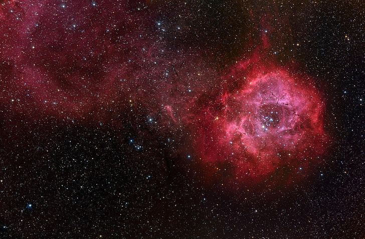 빨간색과 검은 색 은하, 별, 성운, 콘센트, NGC 2244, NGC 2237, HD 배경 화면