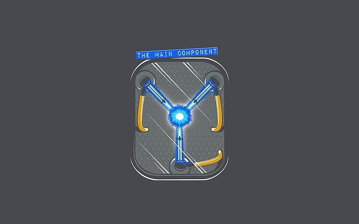 ilustrasi logo biru dan kuning, Back to the Future, fiksi ilmiah, DeLorean, film, perjalanan waktu, karya seni, Wallpaper HD