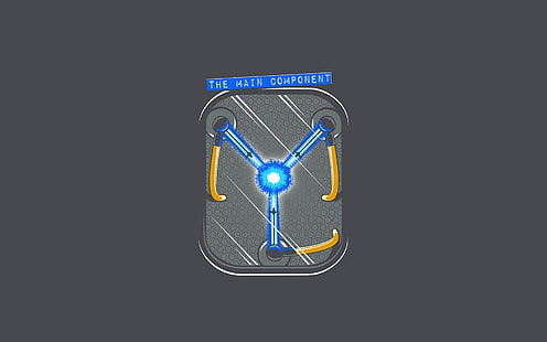 ilustrasi logo biru dan kuning, Back to the Future, fiksi ilmiah, DeLorean, film, perjalanan waktu, karya seni, Wallpaper HD HD wallpaper