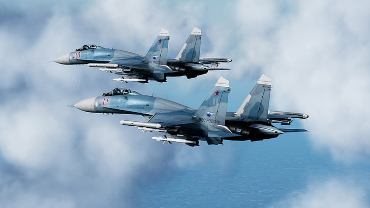 Jet Fighters, Sukhoi Su-27, Aerei, Jet Fighter, Aereo da guerra, Sfondo HD