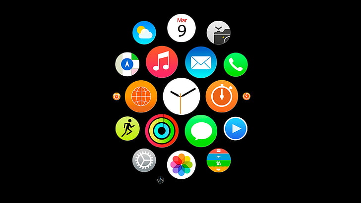 Interfejs zegarka Apple, Apple Inc., Apple Watch, technologia, prosta aplikacja, Tapety HD