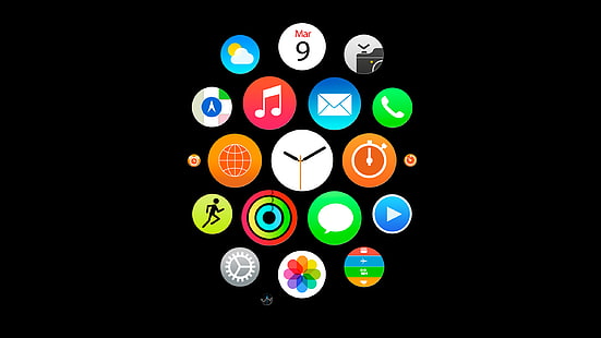 Apple Watchインターフェース、Apple Inc.、Apple Watch、テクノロジー、シンプル、アプリケーション、 HDデスクトップの壁紙 HD wallpaper
