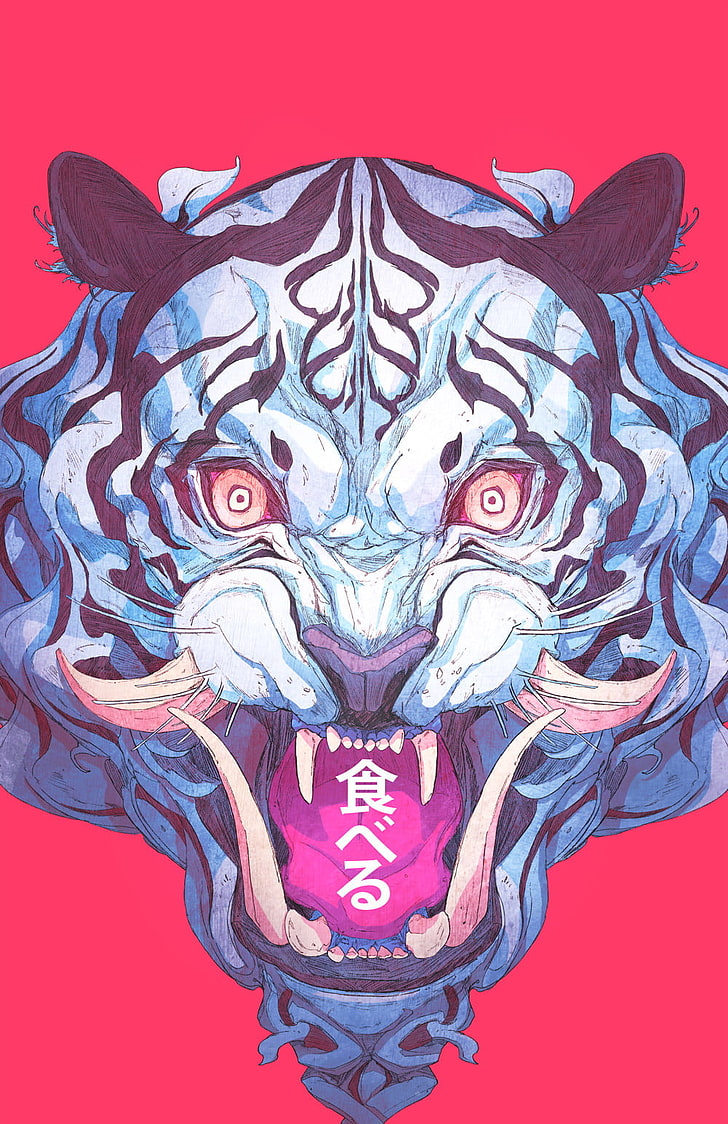 blue and black lion mask, tiger, demon, samurai, Chun Lo, HD wallpaper