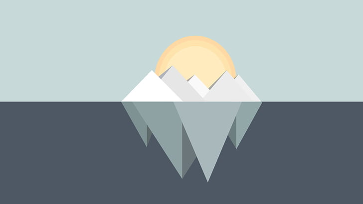 Artistico, minimalismo, iceberg, sole, acqua, Sfondo HD