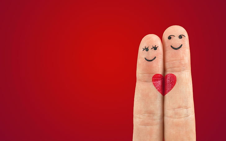 Liebes-Paar-Herz-Finger, Mittel- und Zeigefinger mit Emoticonzeichnung, Liebe, Herz, Paar, Finger, HD-Hintergrundbild