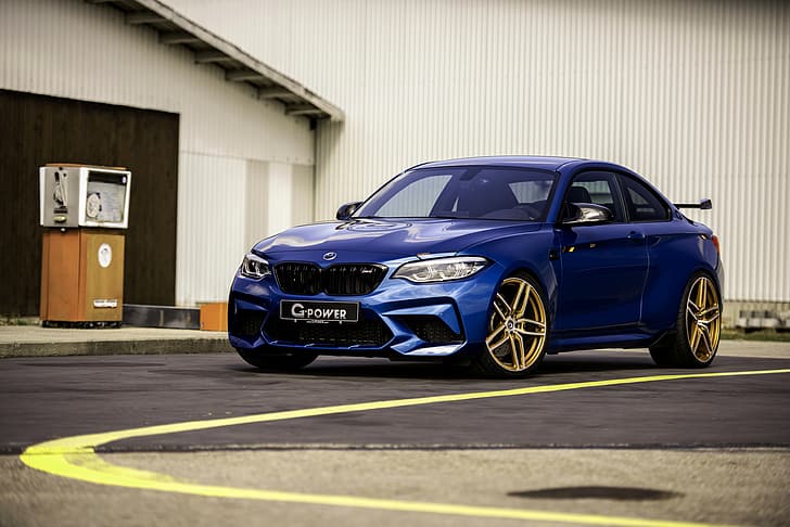 ยางมะตอย สีน้ำเงิน BMW G-Power F87 M2 2019 การแข่งขัน M2 G2M Bi-Turbo, วอลล์เปเปอร์ HD