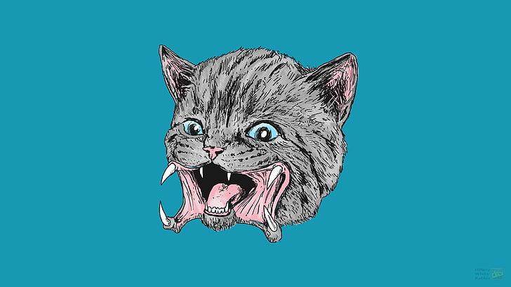 gray cat head illustration, kittens, Alien vs. Predator, science fiction, HD wallpaper