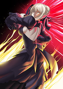 schwarzes Kleid, Fate / Stay Night, Fate-Serie, Sabre, Sabre Alter, Schwert, HD-Hintergrundbild HD wallpaper